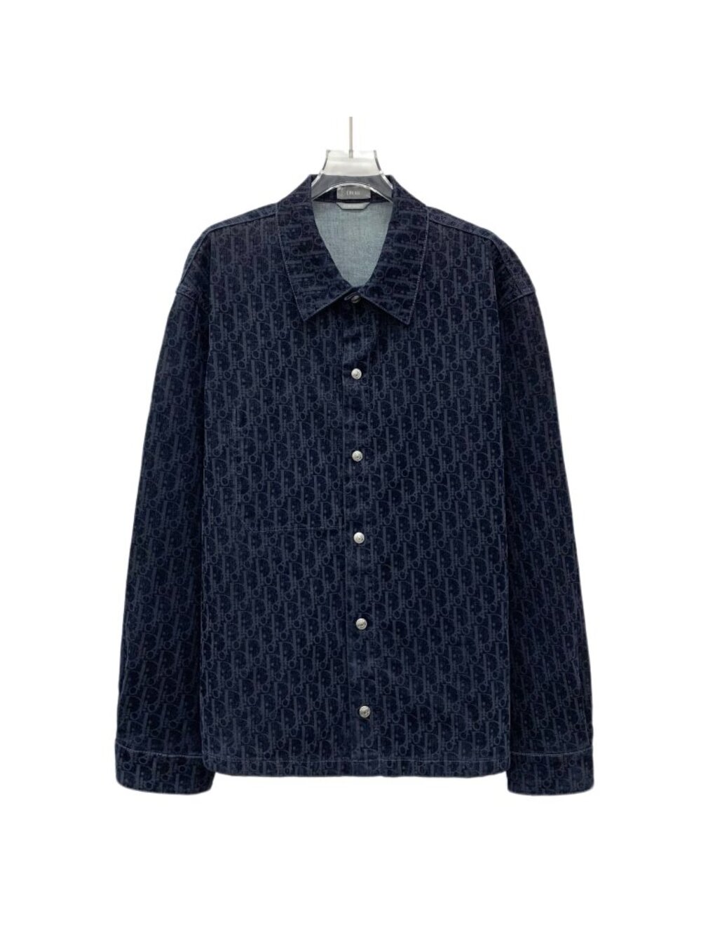 Dior Navy Blue Logo Jacquard Denim Jacket
